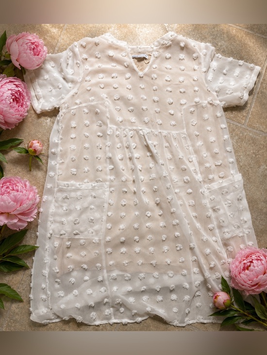 MIHOLL Tops - MIHOL Cream Pom-Pom Dress w/ Pockets – Size M